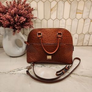 Dooney & Bourke 1975 Ostrich Satchel Cognac Medium Bag Leather